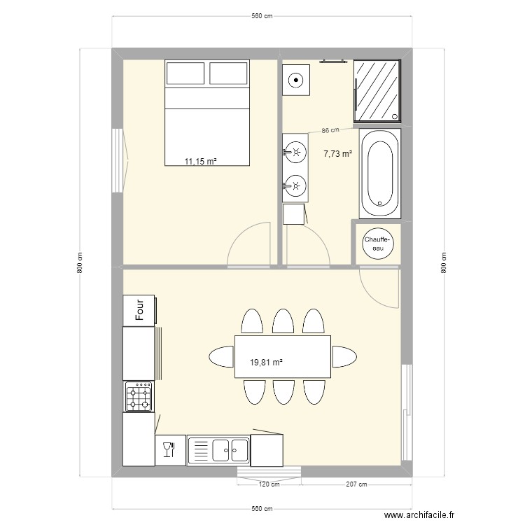 extension lieu saint amand meuble. Plan de 6 pièces et 89 m2