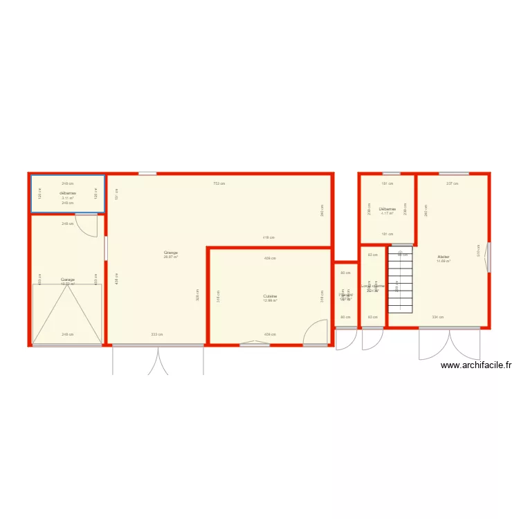 BI 5021 annexe grange c&ocirc;t&eacute;. Plan de 