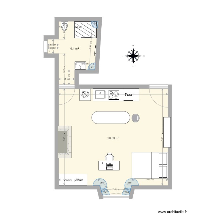 CHAMAILLARD PIECE DU BOUT Etg1 Scénario studio. Plan de 0 pièce et 0 m2