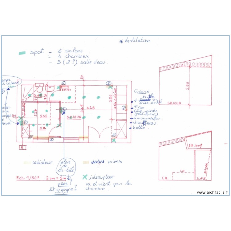 plan électricté studio. Plan de 0 pièce et 0 m2