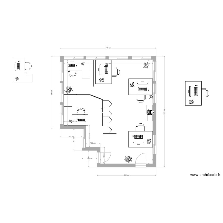 AMENAGEMENT BUREAU OPEN. Plan de 1 pièce et 45 m2