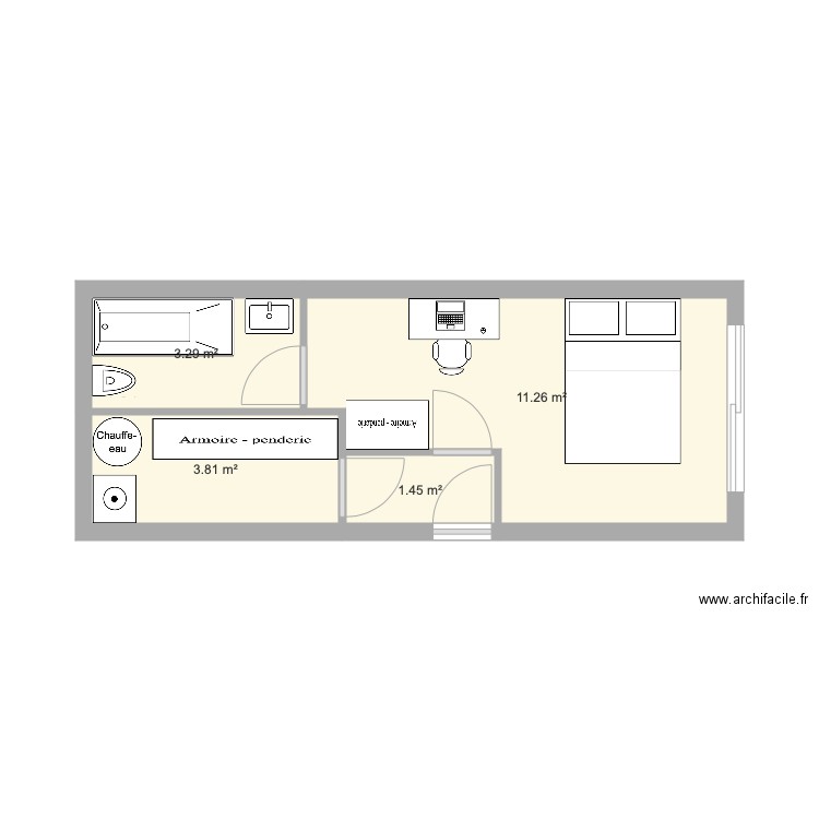 Chambre Paul Cagnes V2. Plan de 0 pièce et 0 m2