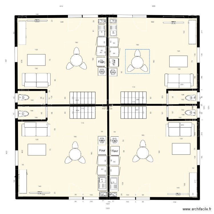 projet F2 parc residentiel. Plan de 6 pièces et 181 m2