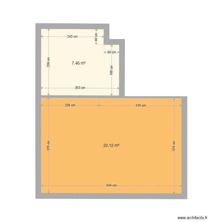appt 2 54200. Plan de 2 pièces et 28 m2