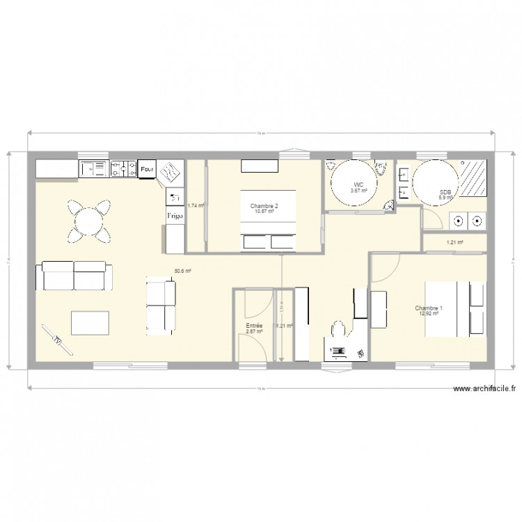 Maison neuve en long 1. Plan de 0 pièce et 0 m2