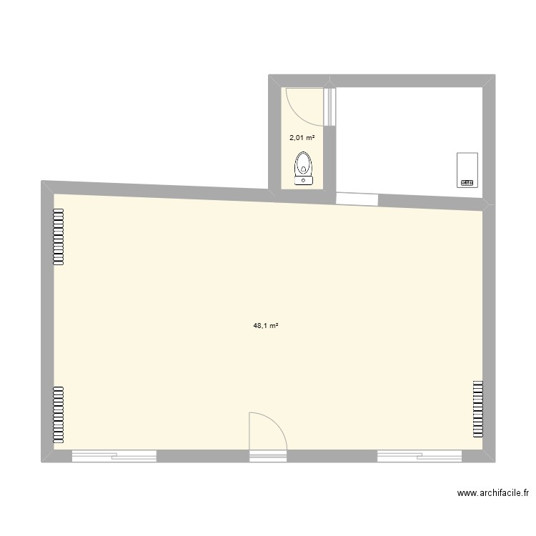 la louviere 2. Plan de 2 pièces et 50 m2