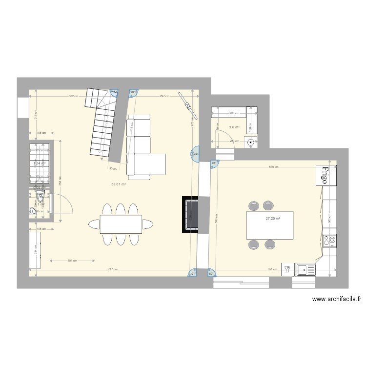 rouchon sam RDC cote 1. Plan de 6 pièces et 87 m2