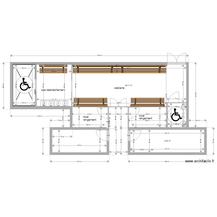 plan projet vestiaire gauche Caudron . Plan de 0 pièce et 0 m2