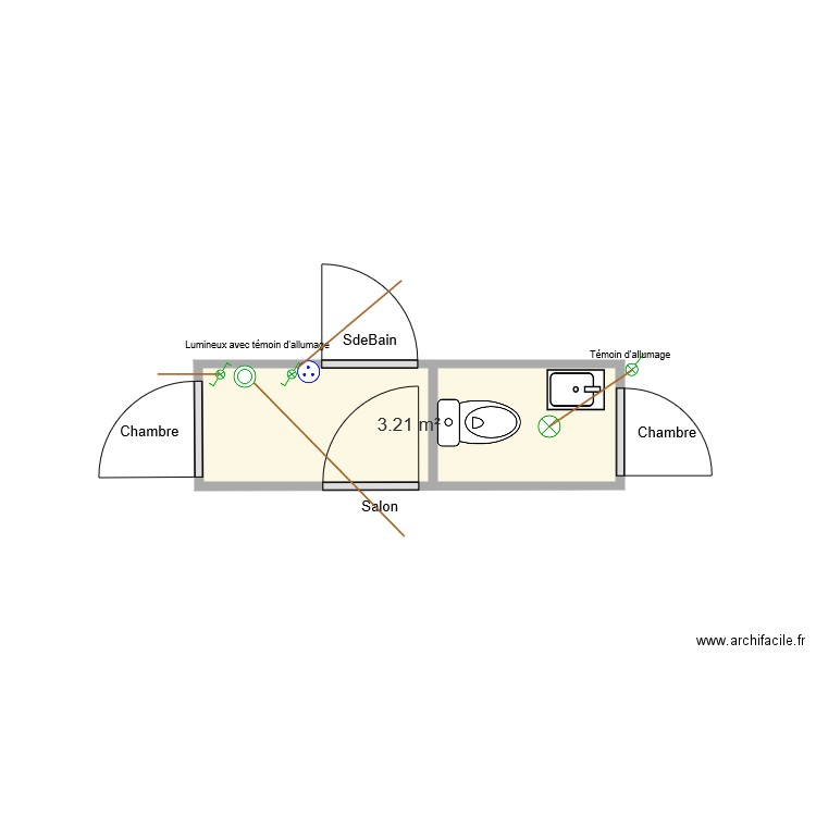 WC chambre. Plan de 0 pièce et 0 m2