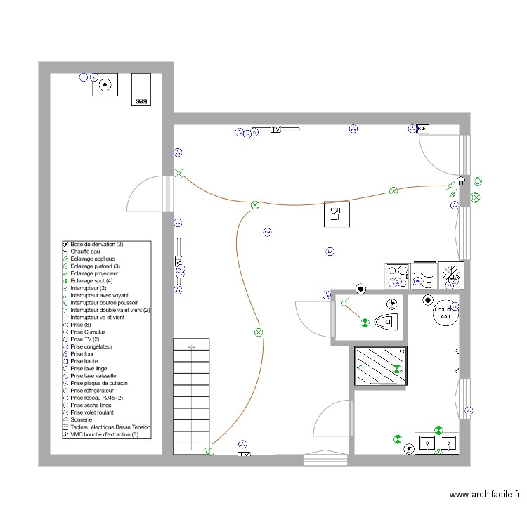 channel rdc log2. Plan de 4 pièces et 68 m2