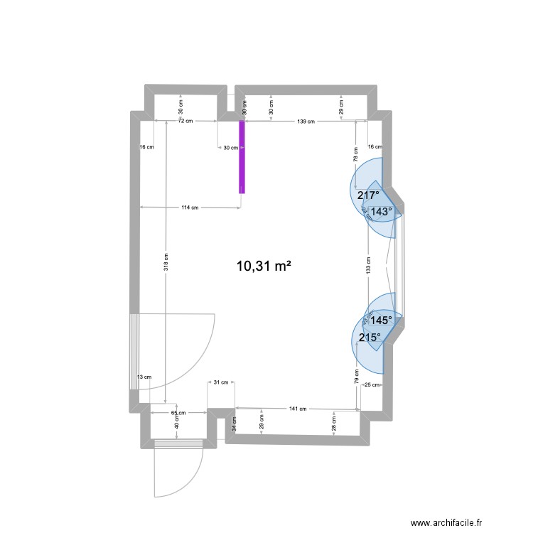 Salle de bain. Plan de 1 pièce et 10 m2