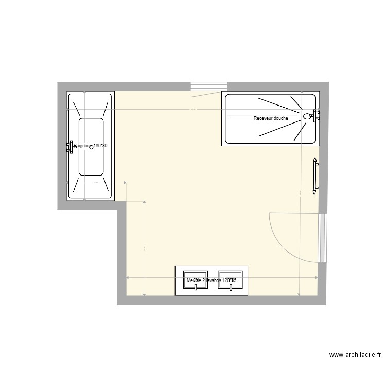 SDB Hadriaen. Plan de 1 pièce et 12 m2