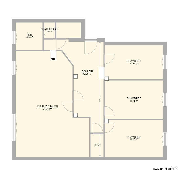 LYON 8. Plan de 8 pièces et 91 m2