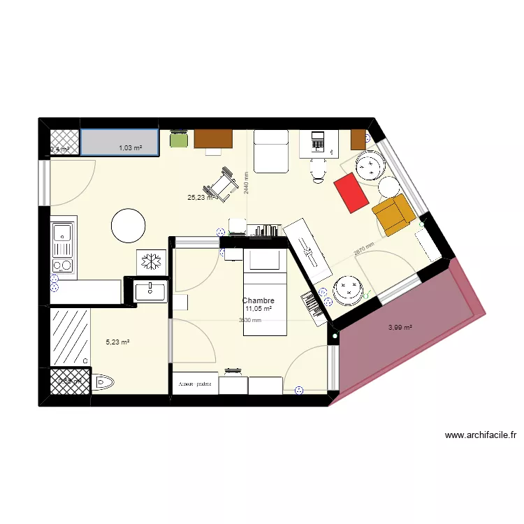Appartement GIRANDIERE Meubles - OPTION 4. Plan de 