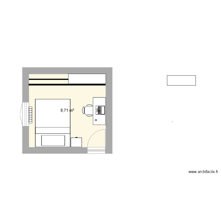 Chambre. Plan de 1 pièce et 9 m2