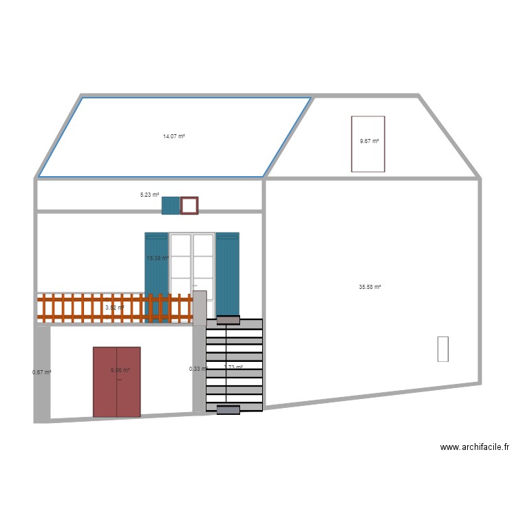 Façade nord avant travaux. Plan de 0 pièce et 0 m2