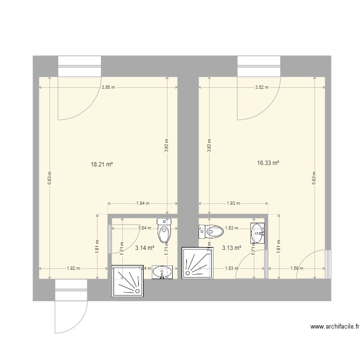 chambres 5 et 6. Plan de 0 pièce et 0 m2