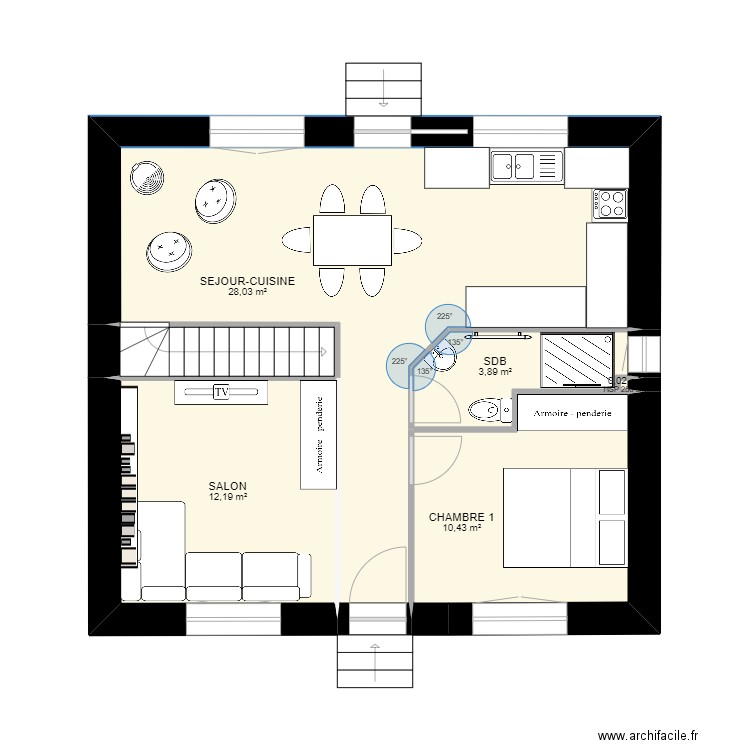 BREGILLE_R0_PROJET. Plan de 6 pièces et 57 m2