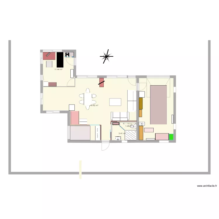 1 chambre 62m jour. Plan de 