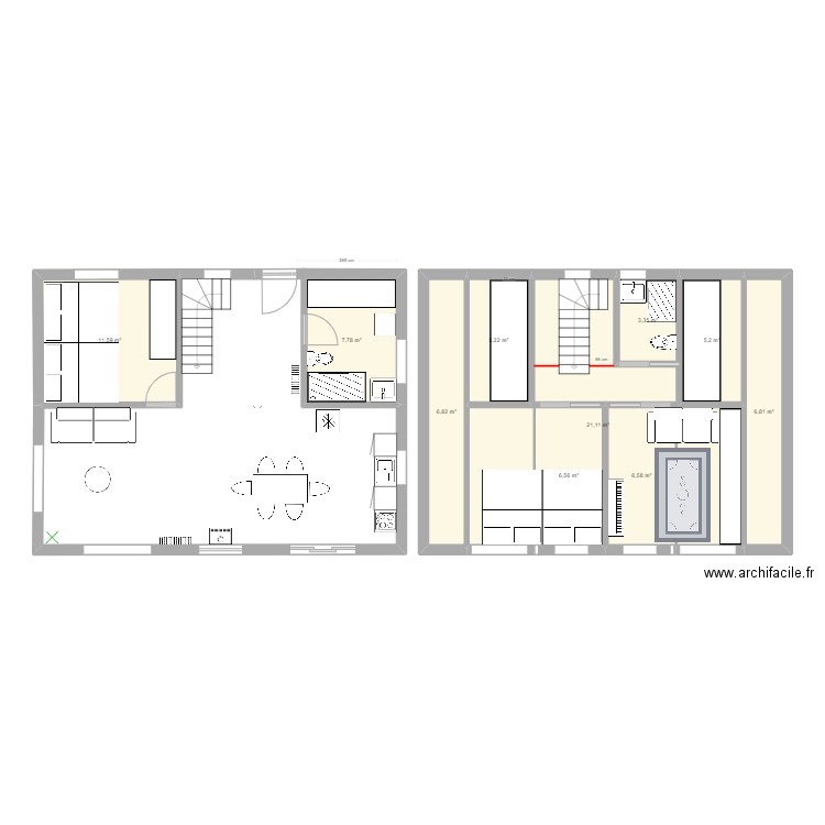 Miq_escalier_centre_sdbetage. Plan de 0 pièce et 0 m2