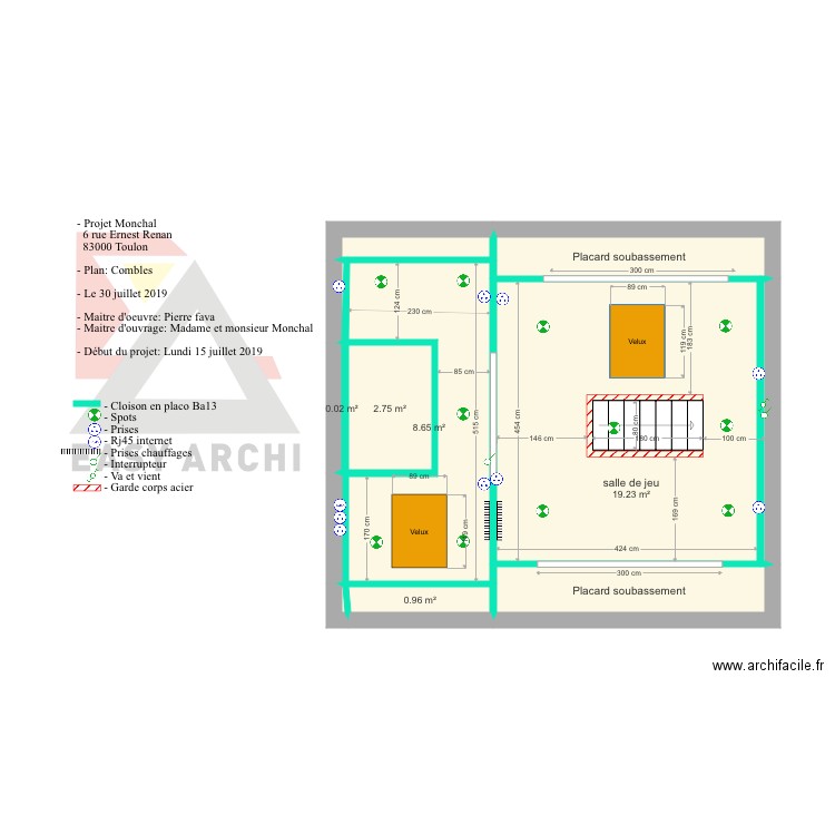 Projet Monchal Combles. Plan de 0 pièce et 0 m2