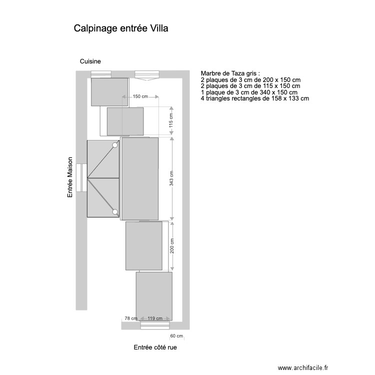 Calpinage entrée villa CIL. Plan de 0 pièce et 0 m2
