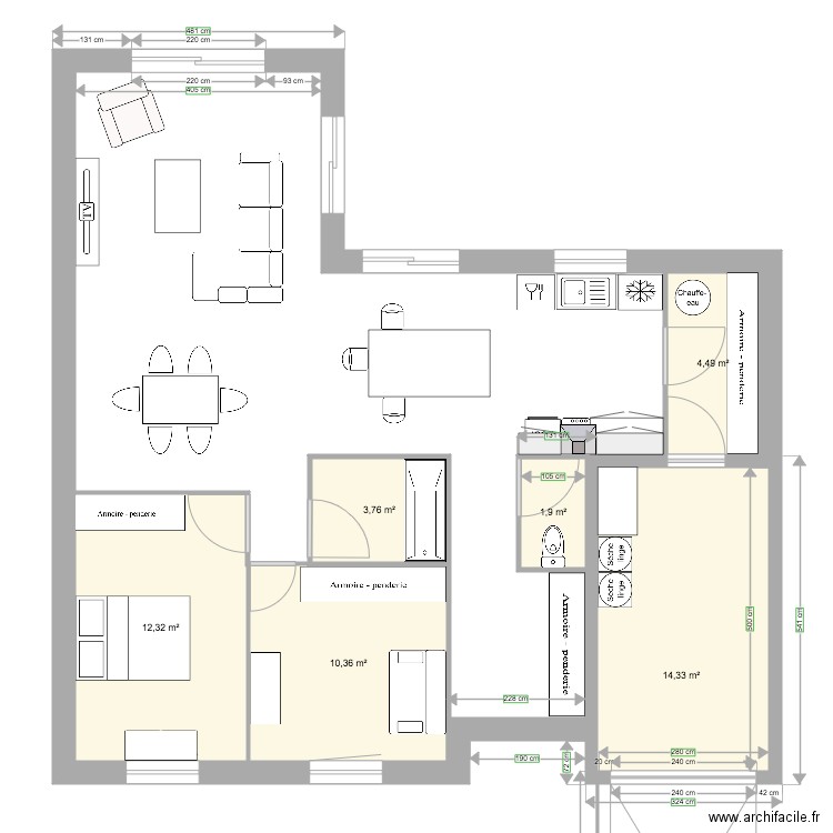 plan de maison 28 novembre 2021. Plan de 6 pièces et 47 m2