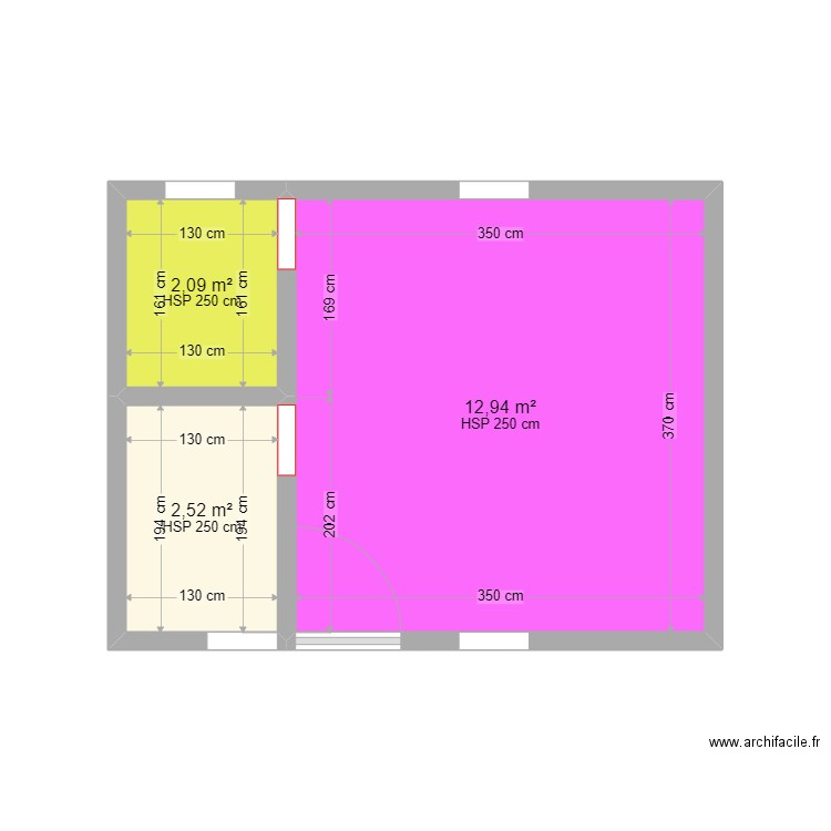 PLAN STUDIO REVISITE. Plan de 3 pièces et 18 m2