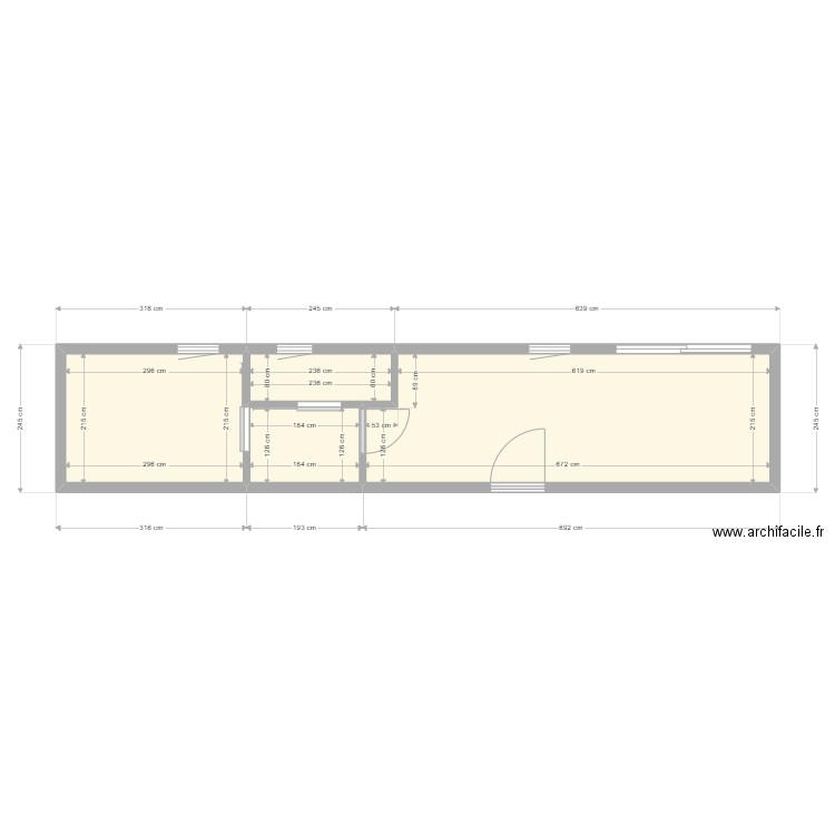 MP  dimensions. Plan de 4 pièces et 25 m2