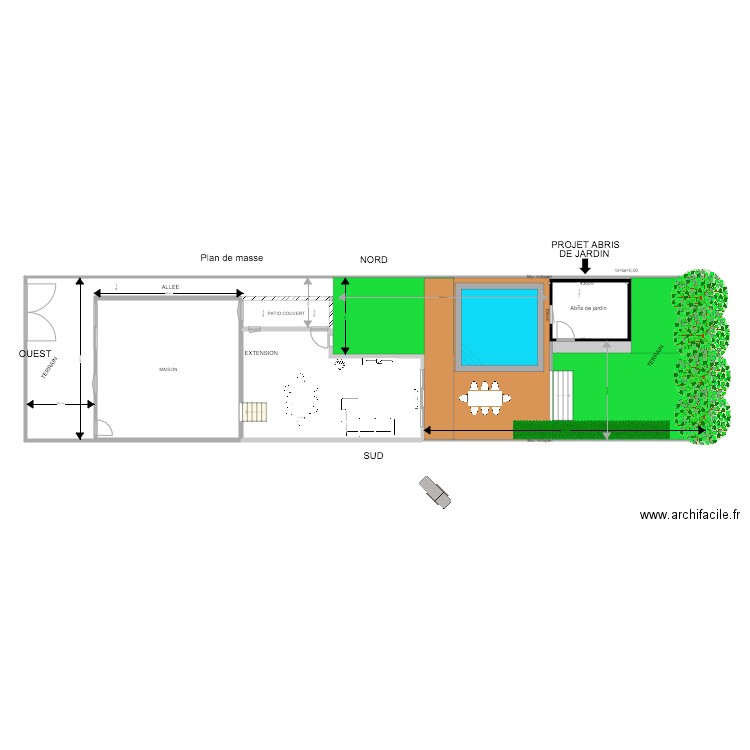 Plan de masse abris 4m plus piscine 3. Plan de 0 pièce et 0 m2