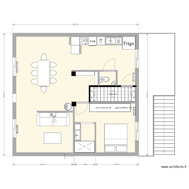 Maison essai 2. Plan de 4 pièces et 65 m2