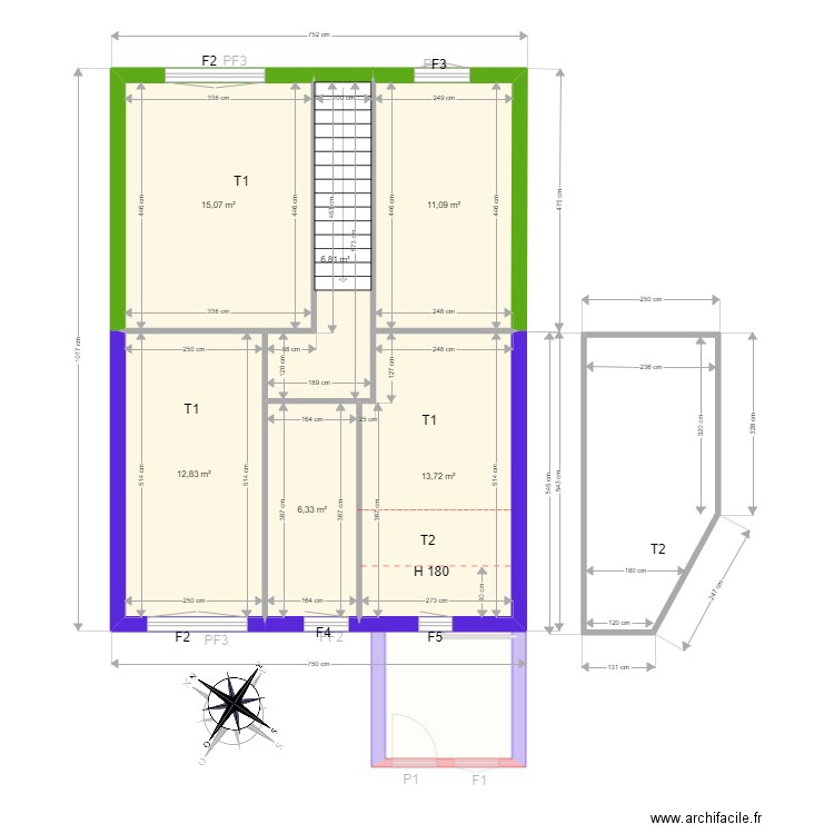 TESSIER. Plan de 14 pièces et 149 m2