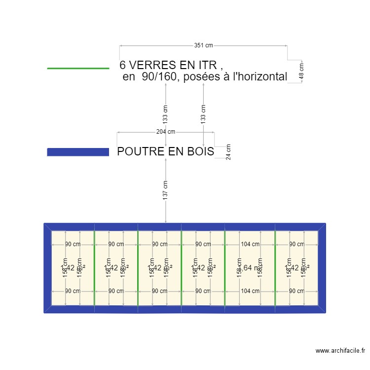 BONNAC VERRIERE. Plan de 6 pièces et 9 m2