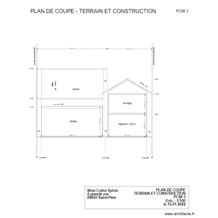 PCMI 3 plan de coupe. Plan de 