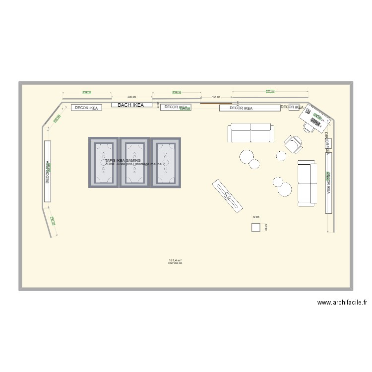 Plateau IKEA HOMEVENT. Plan de 1 pièce et 161 m2