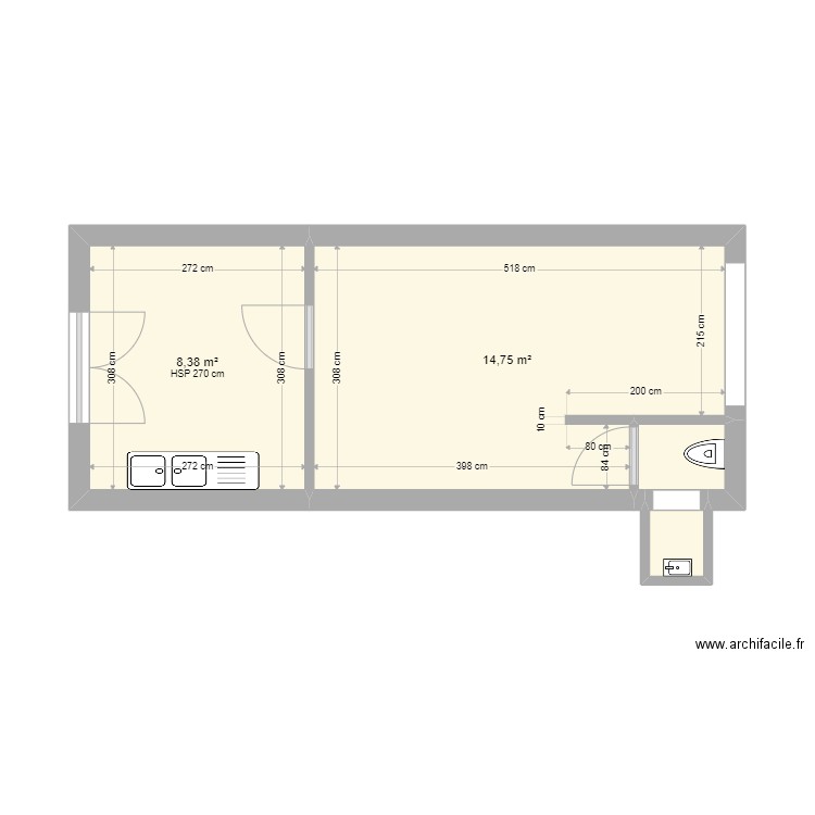 MAGASIN ANNEXE v2. Plan de 4 pièces et 25 m2