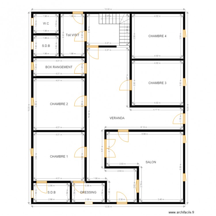 SESSENE V1. Plan de 13 pièces et 161 m2