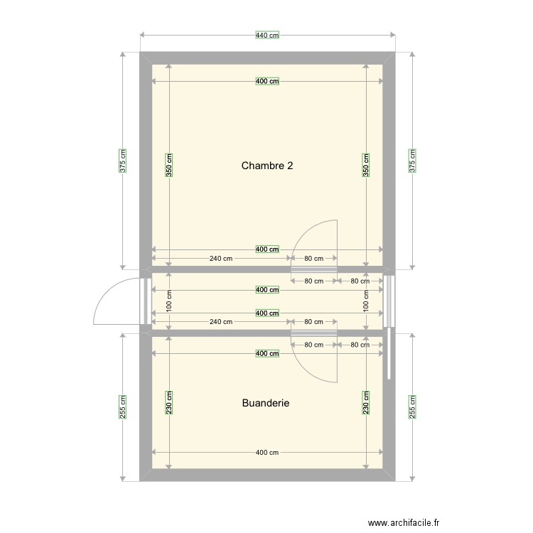 Chambre + Buanderie . Plan de 0 pièce et 0 m2