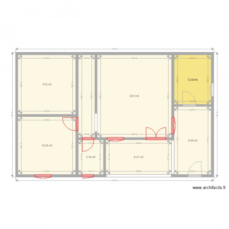 PLAN 2 PIECES. Plan de 8 pièces et 80 m2