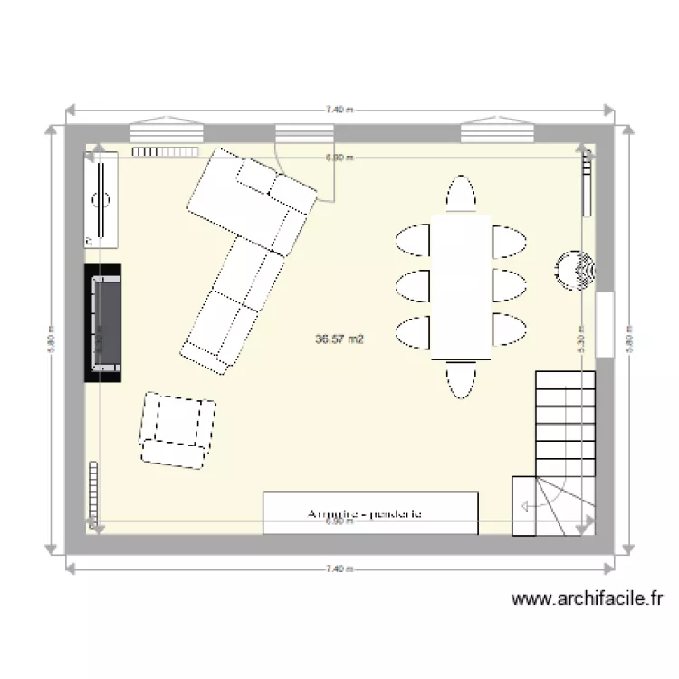 salle a manger et salon. Plan de 