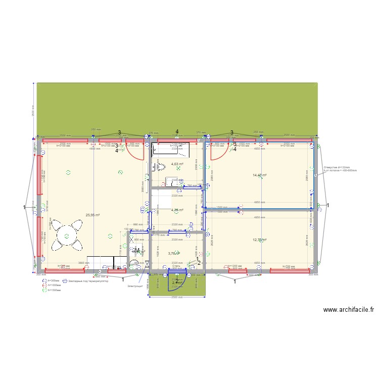 Апрелевка. Plan de 9 pièces et 98 m2