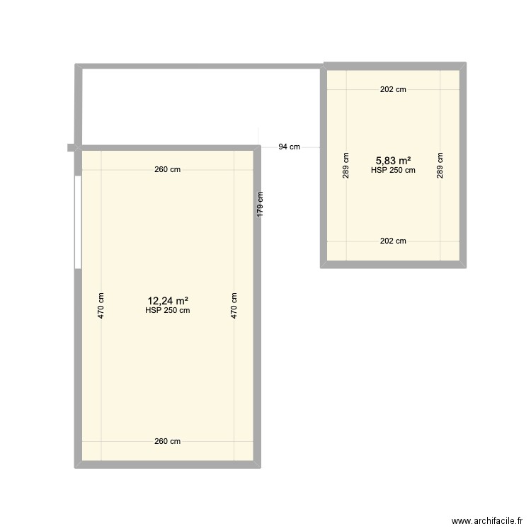 SOISS V0. Plan de 2 pièces et 18 m2