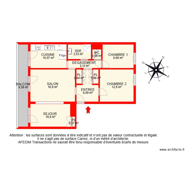 BI 9282 . Plan de 16 pièces et 86 m2