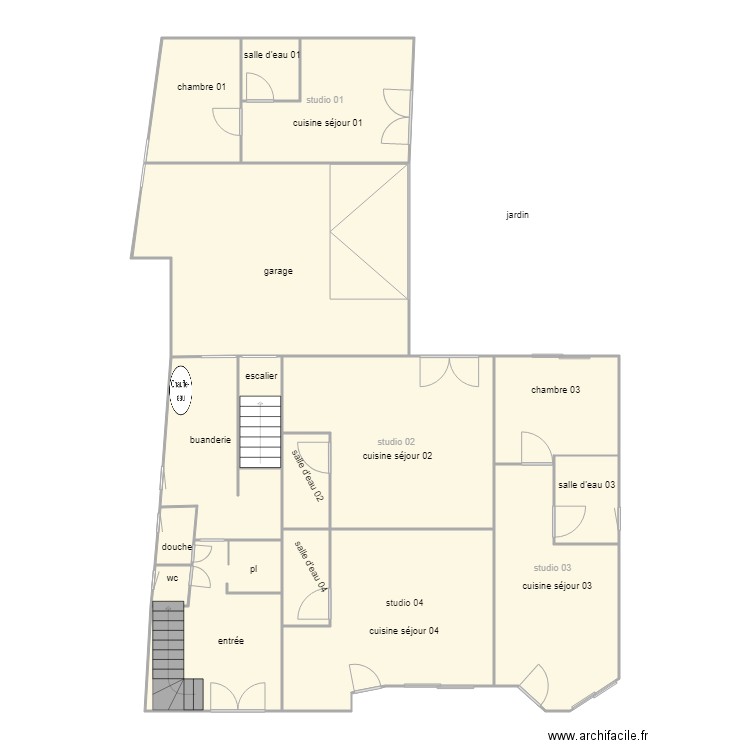 texier rdc am. Plan de 0 pièce et 0 m2