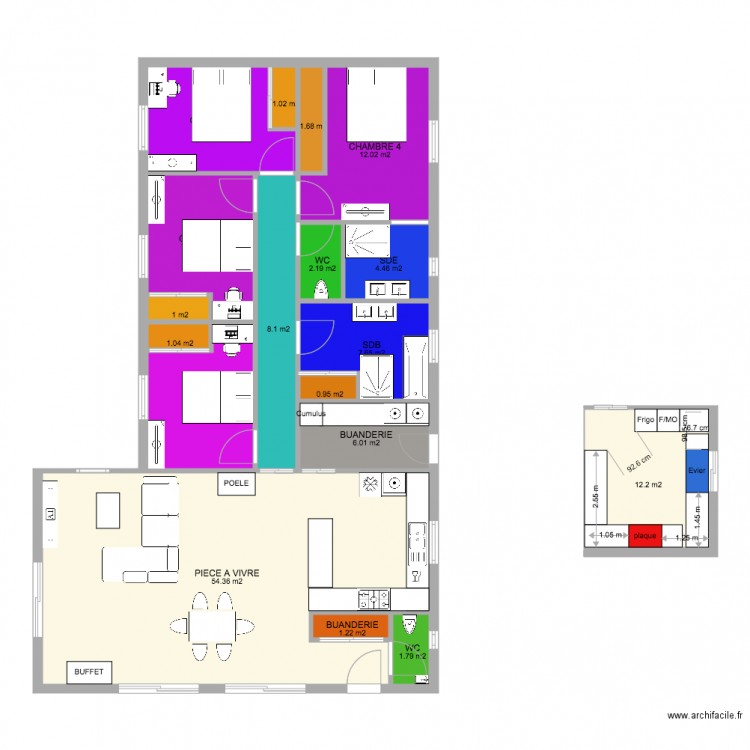 Maison 130m2. Plan de 0 pièce et 0 m2