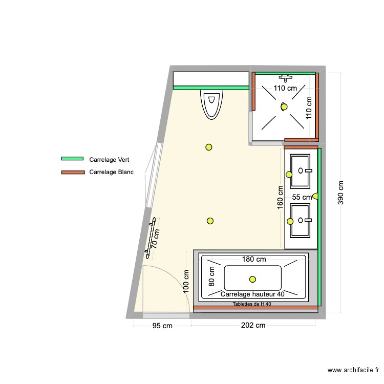 Our bathroom final. Plan de 2 pièces et 10 m2