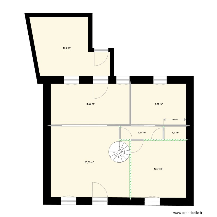 plan 14 coté  trvx. Plan de 8 pièces et 149 m2