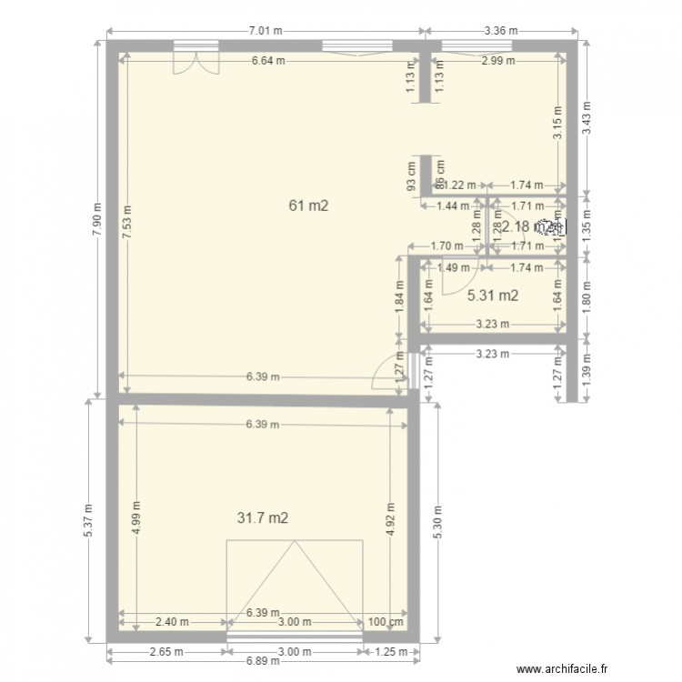 plan avec extension garage. Plan de 0 pièce et 0 m2