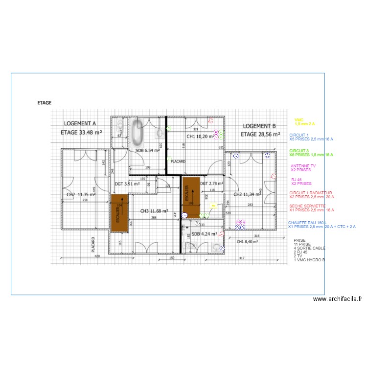 MAISON B   ETAGE PRISE. Plan de 0 pièce et 0 m2