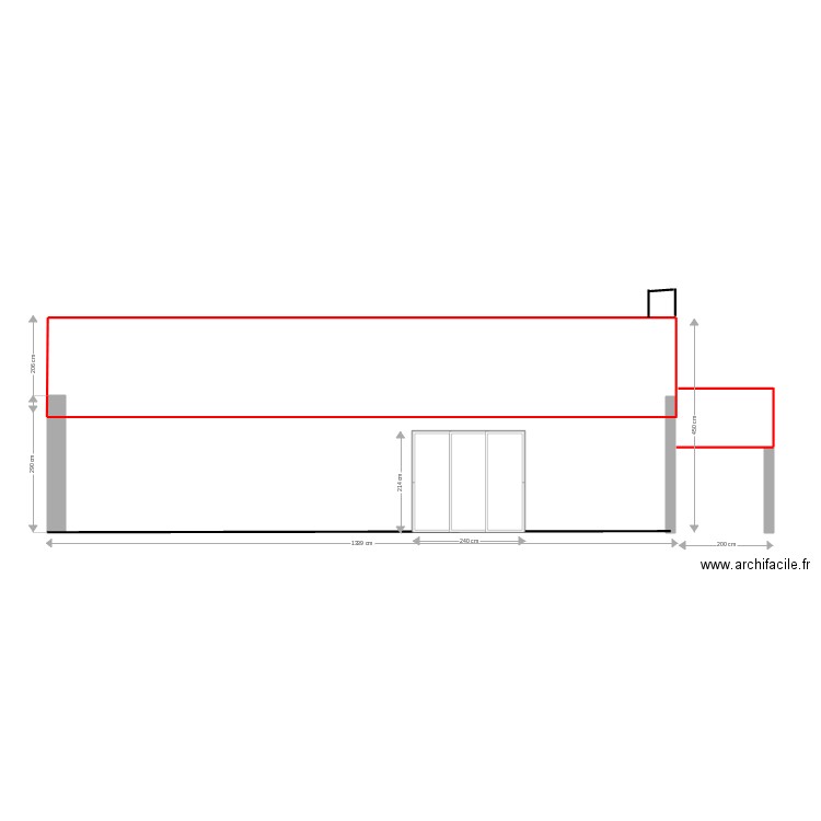 façade sud modifiée validée. Plan de 0 pièce et 0 m2